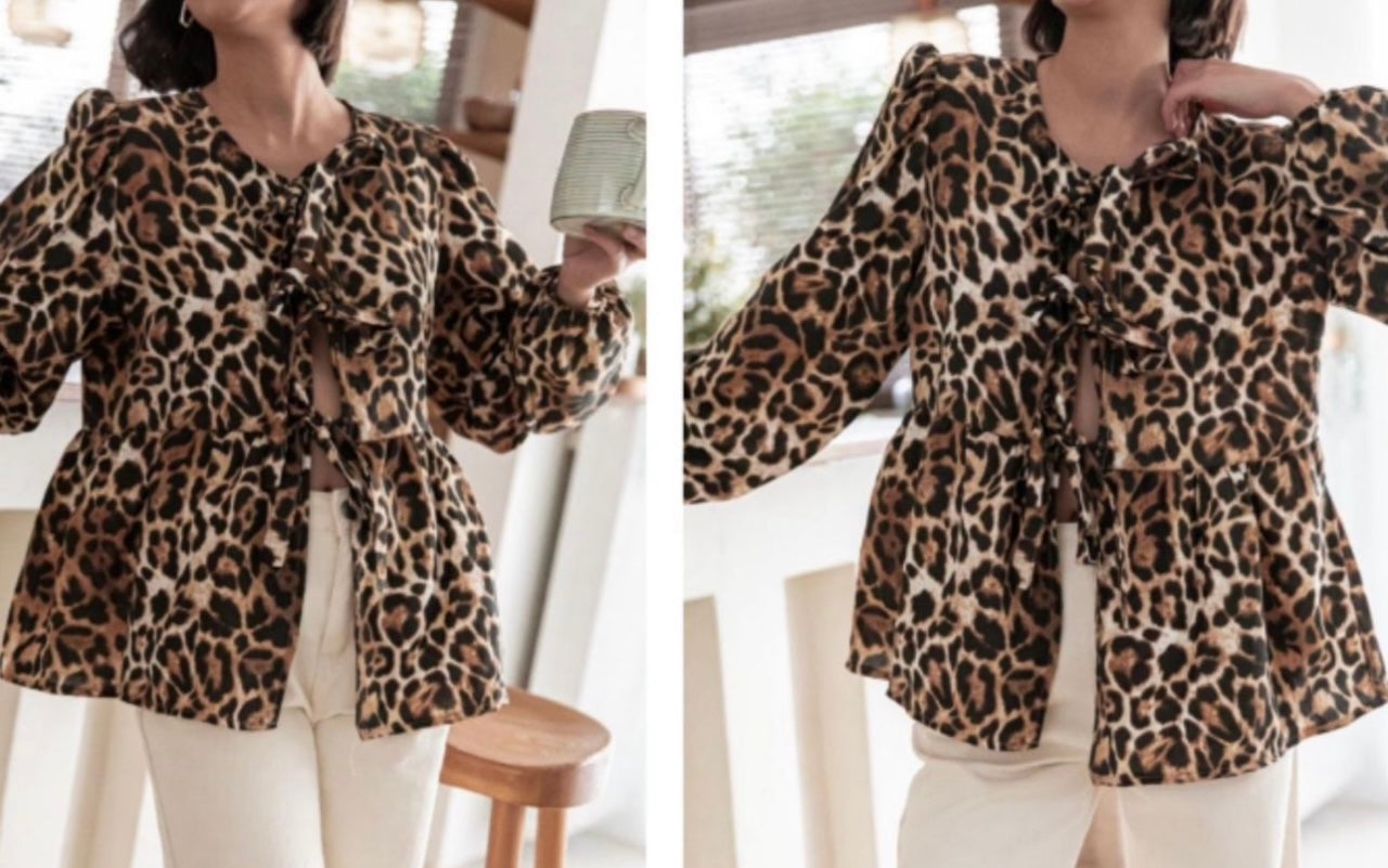 Leopard Bow Blouse