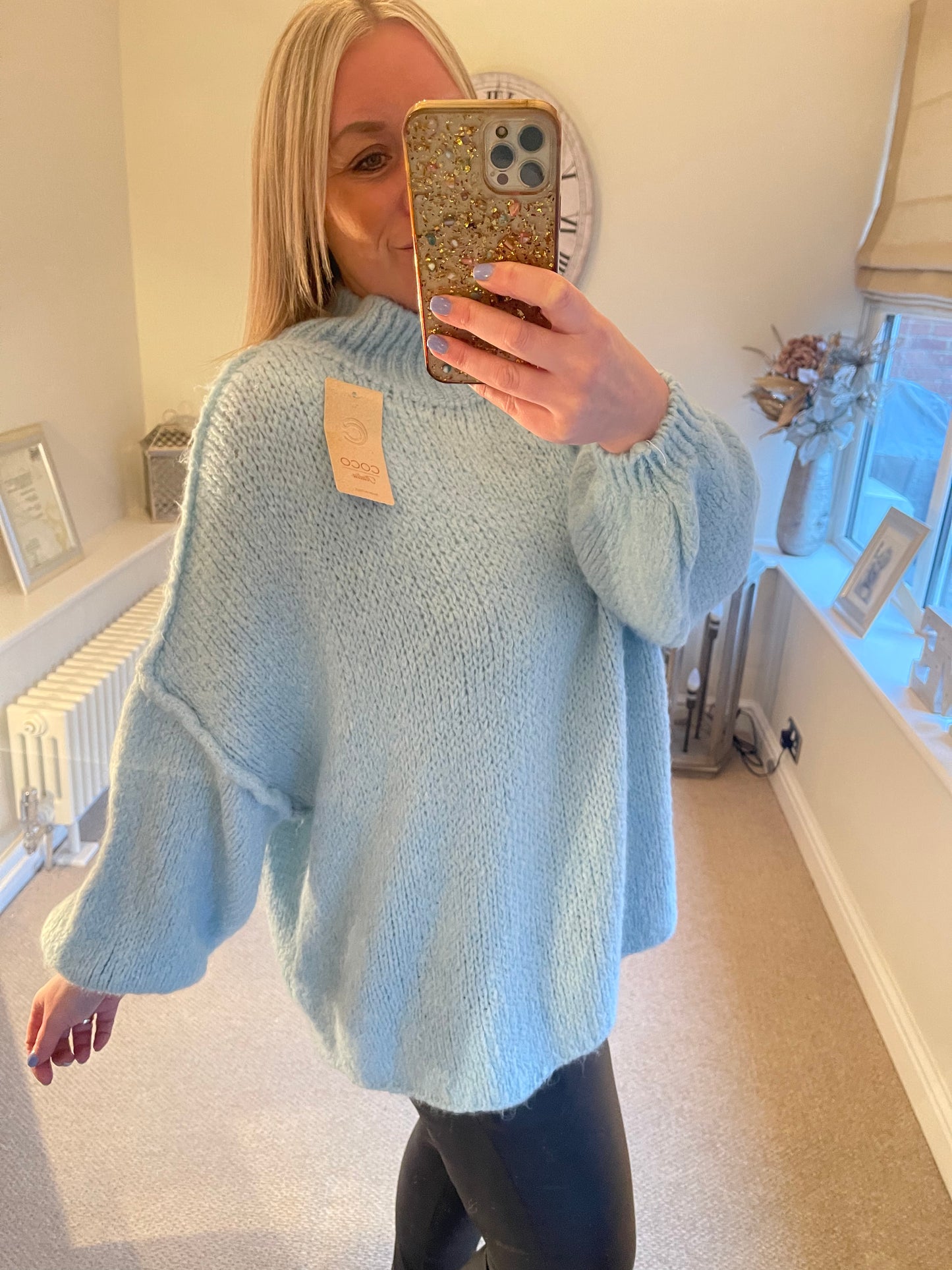 Belinda - Bubble Sleeve Jumper - Powder Blue