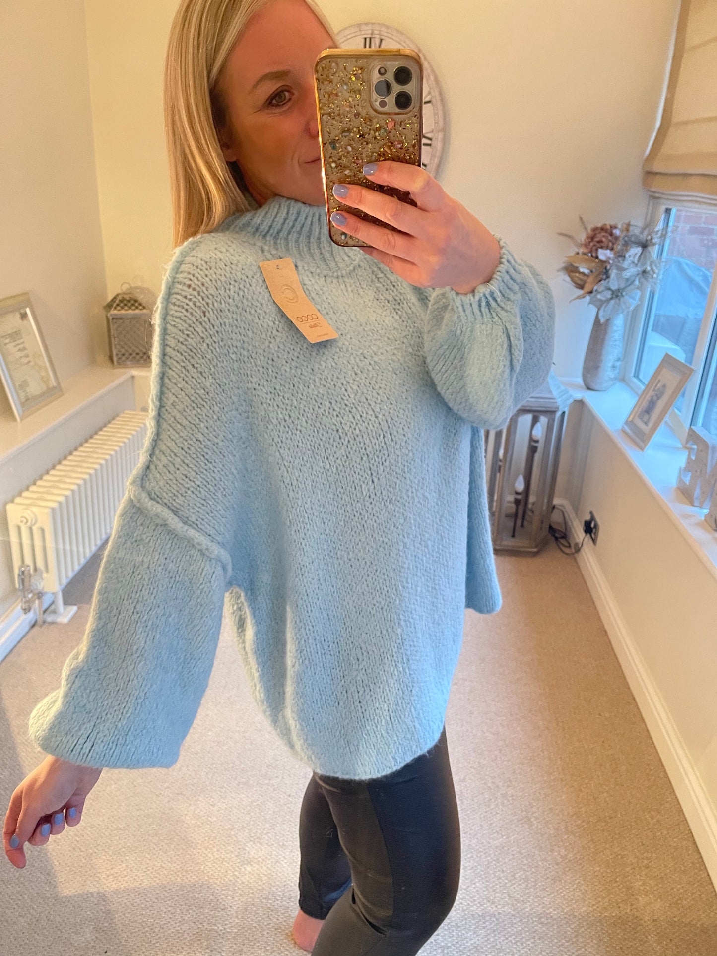 Belinda - Bubble Sleeve Jumper - Powder Blue