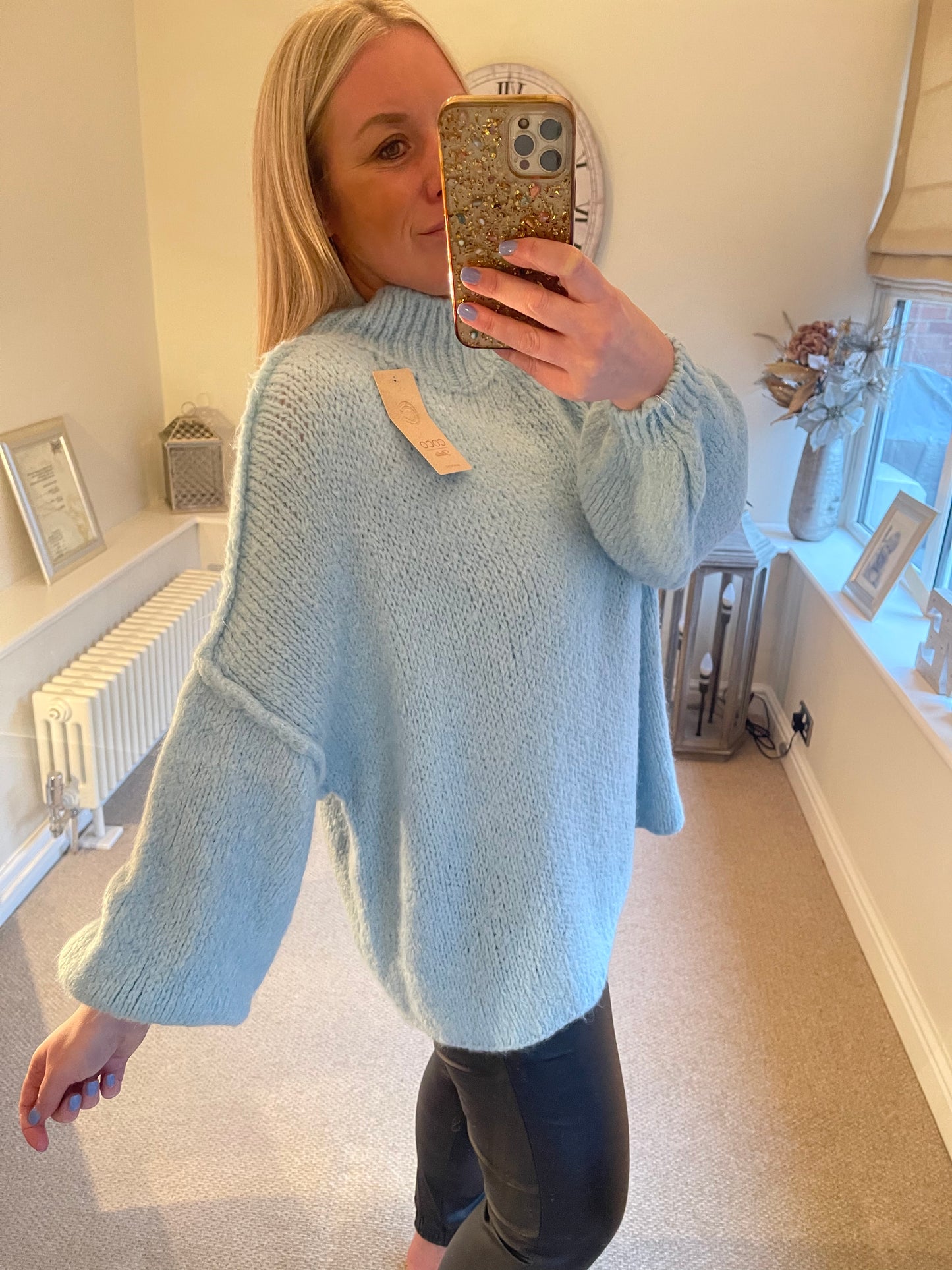 Belinda - Bubble Sleeve Jumper - Powder Blue