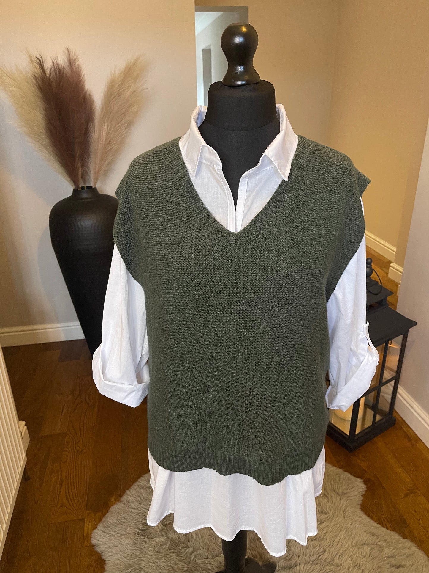 Knit Vest Top & Shirt - Stone