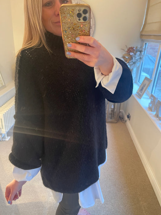 Belinda - Bubble Sleeve Jumper - Black