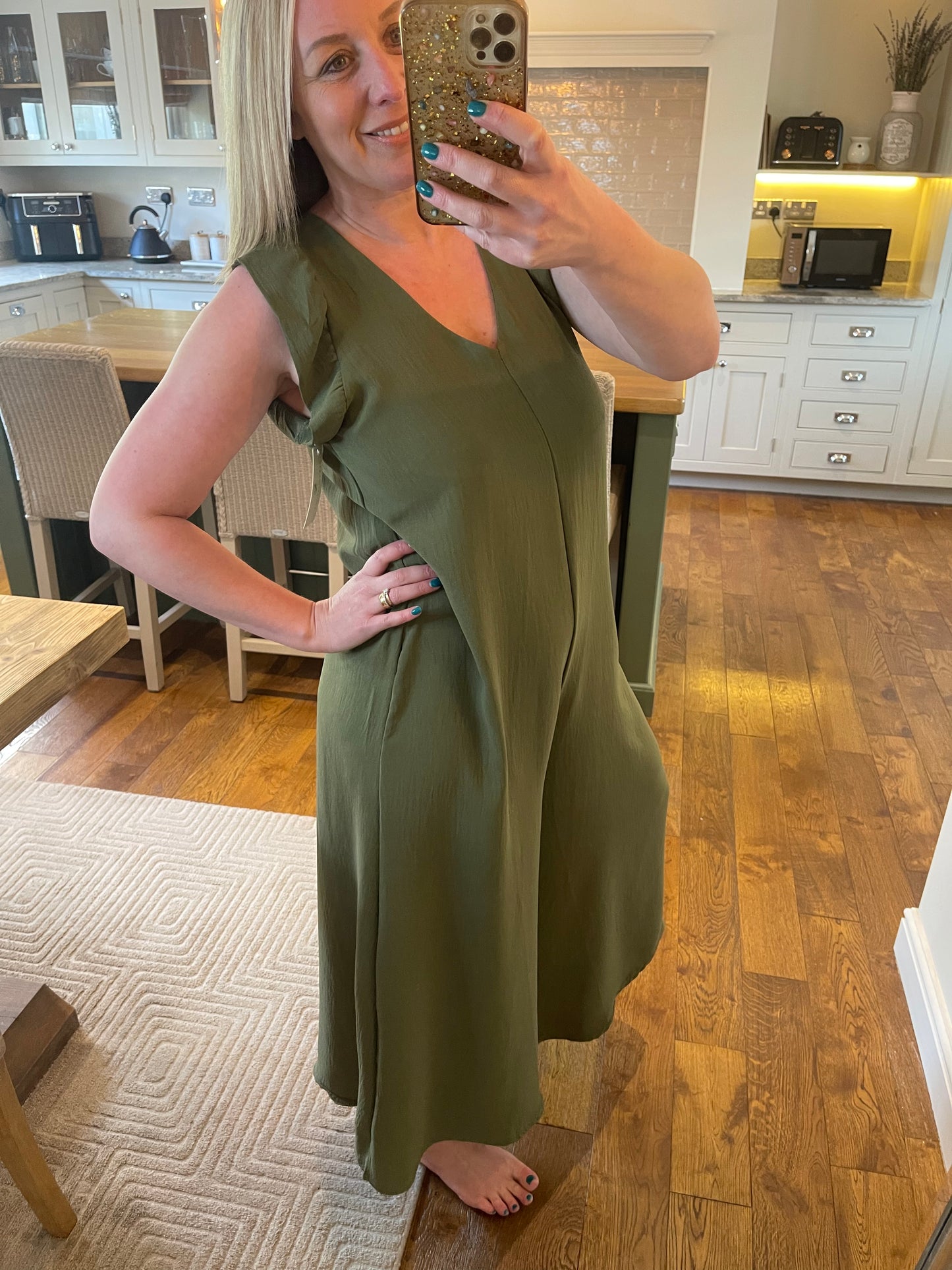 Kenya - Jumpsuit with Frill Sleeve - Khaki